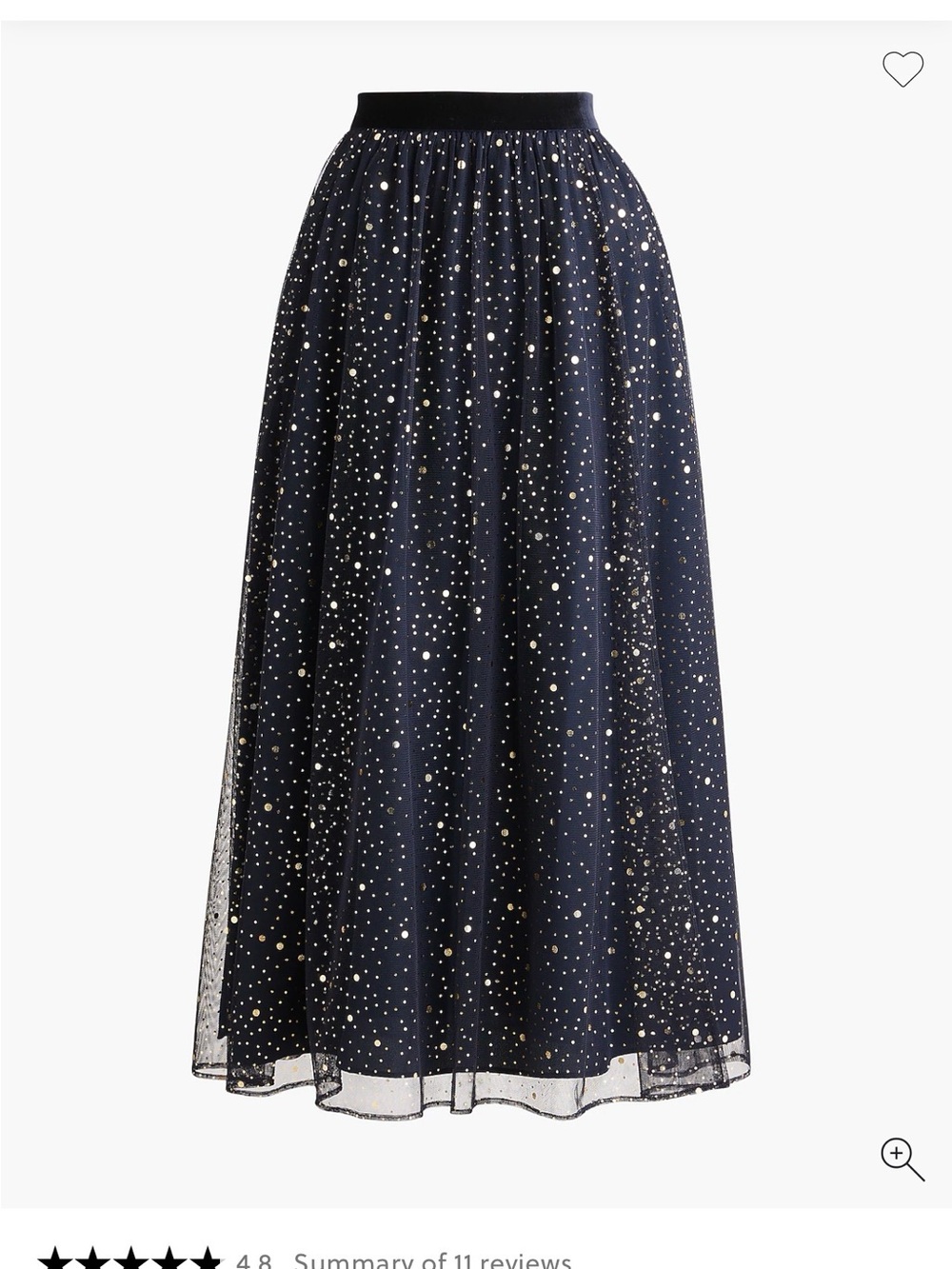 J. Crew Black A-Line Midi Skirt with Gold Sequin Dot Accent